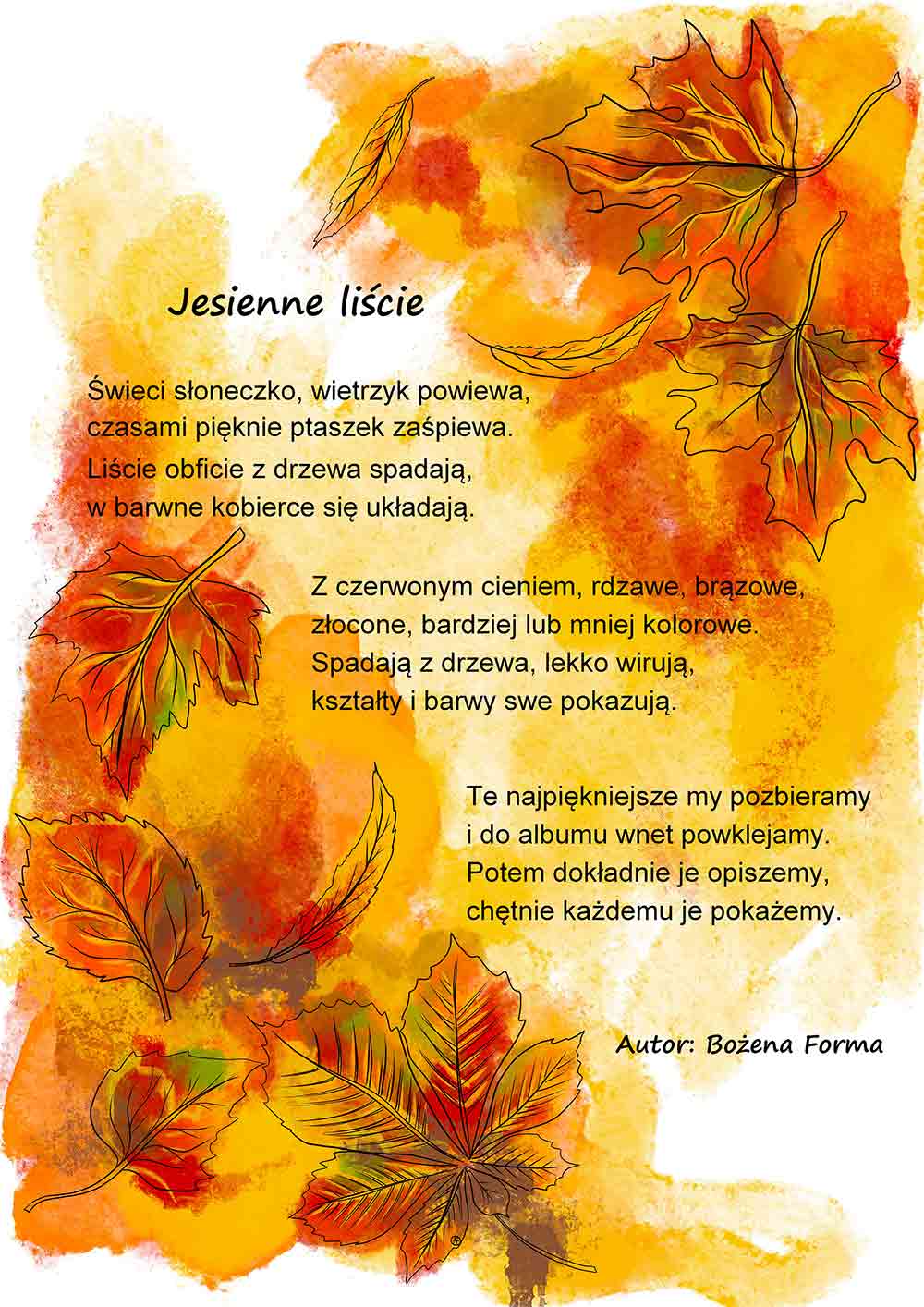 Wierszyki Dla Dzieci Jesienne Li cie ABC Forma Wierszyki Dla Dzieci Jesienne Li cie ABC Forma